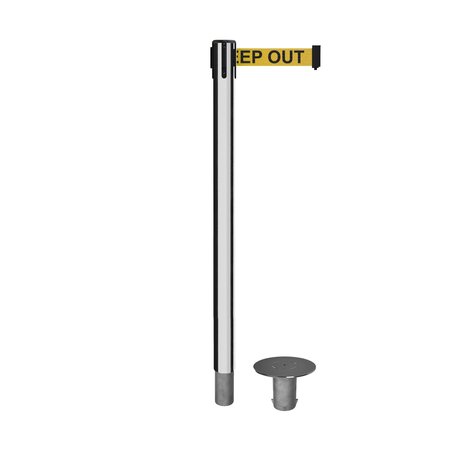 MONTOUR LINE Stanchion Belt Barrier Removable Base Pol.Steel Post 11ft.Dange..Belt MX630R-PS-DANGEYB-110